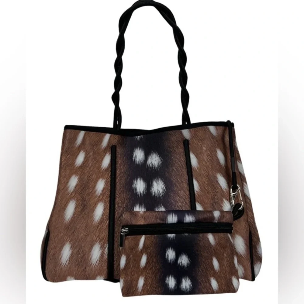Spotted Brown Faux-Fur Tote Bag - Chic Everyday Carry - Picture 4 of 4